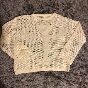 Beige cross net sweater